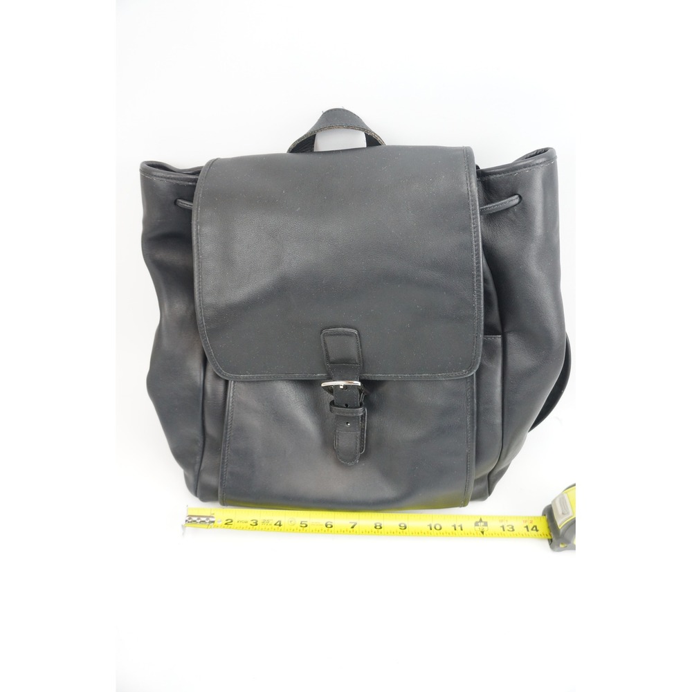 Coach Backpack Black Leather Drawstring Buckle Flap J0S-5099 Good